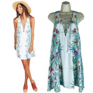 Show Me Your Mumu Daryn Palm Party Lace Up Mini Dress Size S